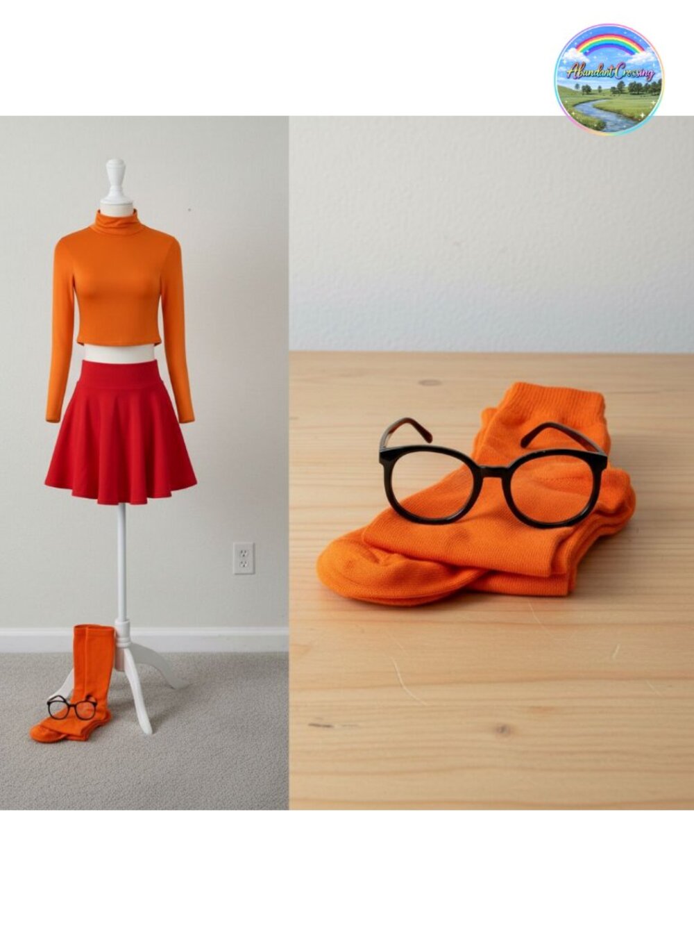 Women's 4-Piece Polyester Costume Set with Crop Top Skirt Socks